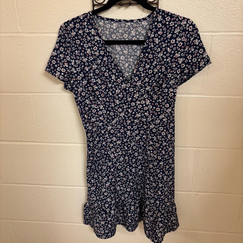Navy blue floral minidress